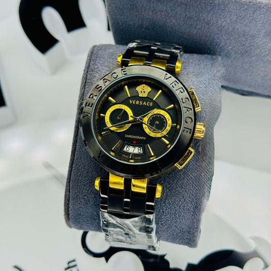 Gold and white chronograph watch with two-tone steel strap – ZENO