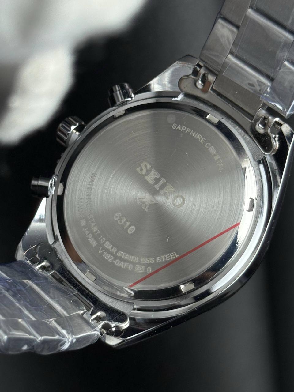 Motorsport chronograph watch with steel bracelet