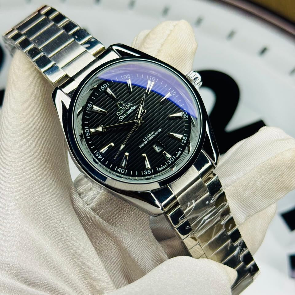 Teak dial quartz watch with black dial and steel bracelet – ZENO