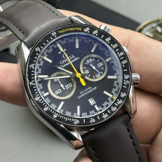 Racing chronograph watch in black and yellow with tachymeter bezel – ZENO