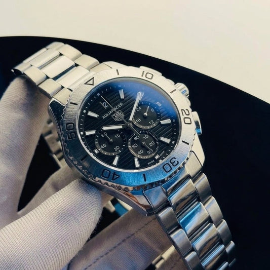 Sports chronograph watch with white dial and steel bracelet – ZENO Bangladesh