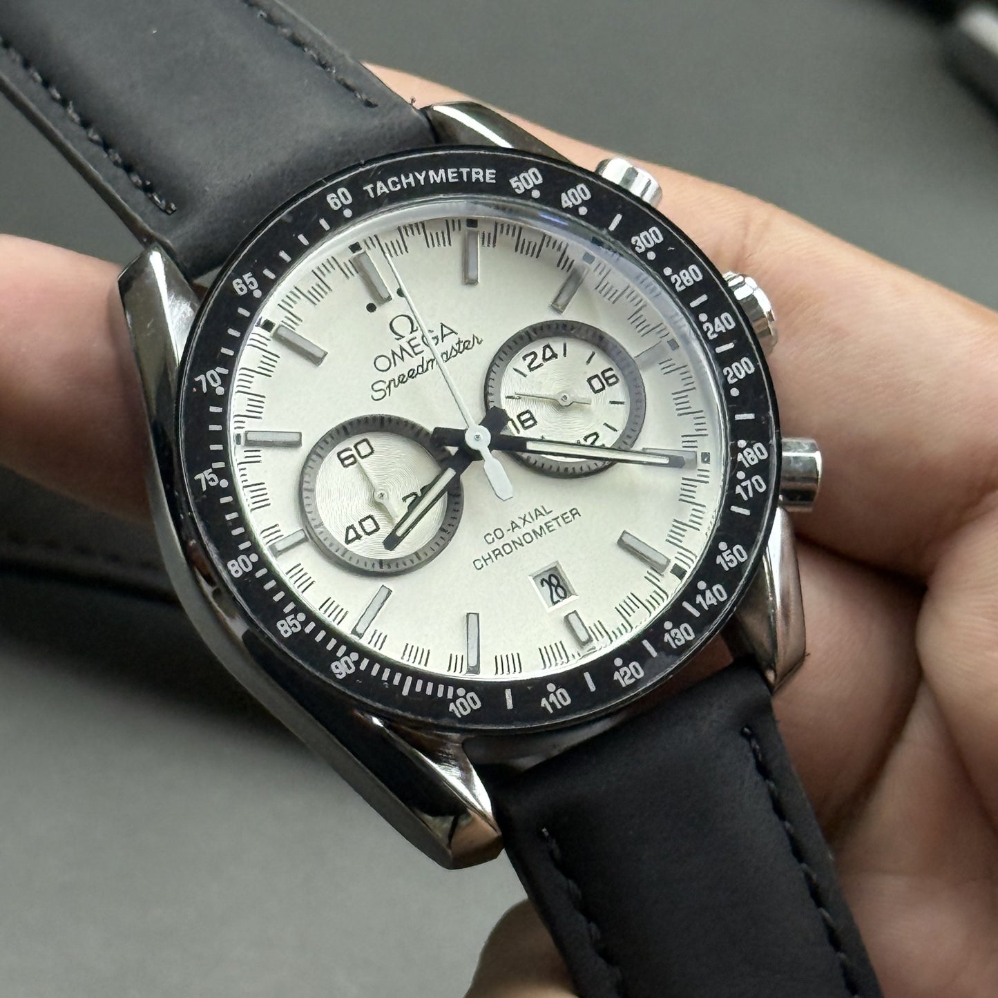 Racing chronograph watch in black and yellow with tachymeter bezel – ZENO