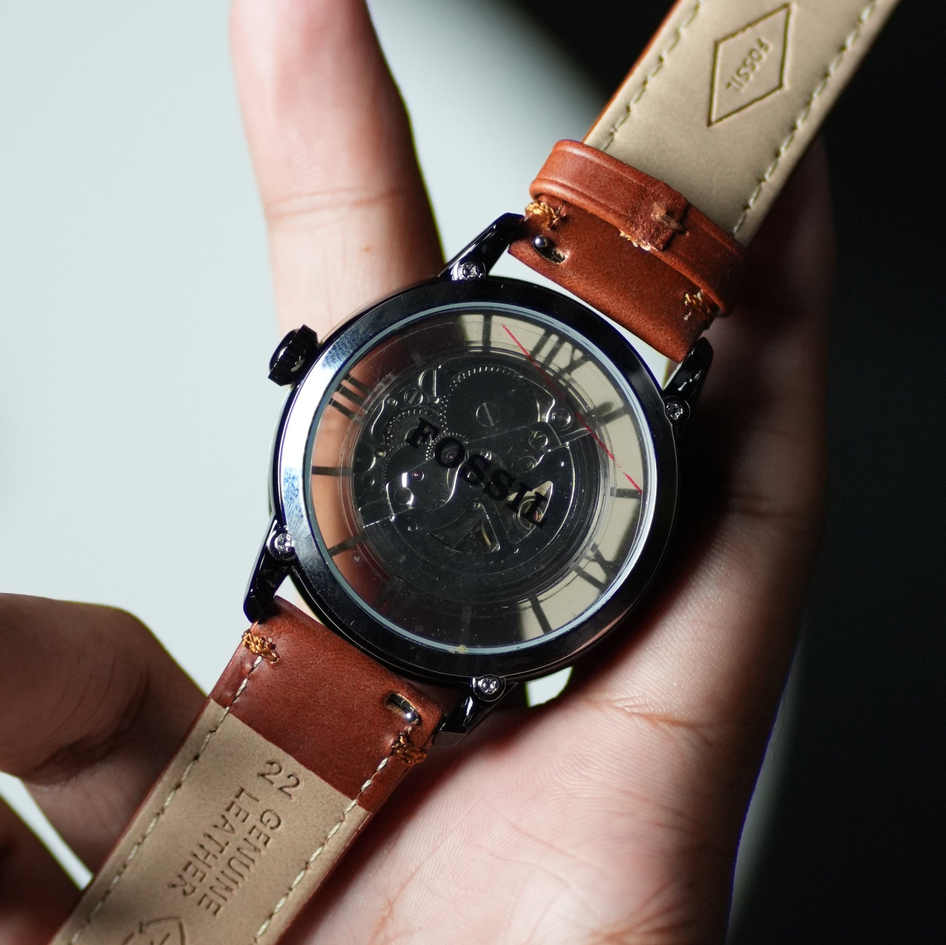 Open-heart skeleton automatic watch with brown leather strap – ZENO