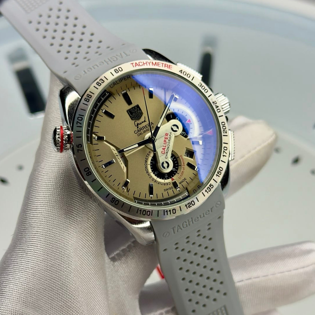 Dashboard racing chronograph watch in Arctic White – ZENO