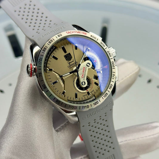 Dashboard racing chronograph watch in Arctic White – ZENO